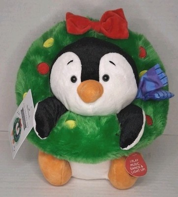 Hallmark Playful Penguins All Decked Out Musical Plush Penguin Light Motion New 