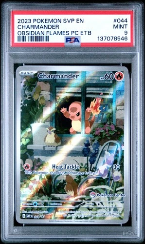 2023 POKEMON OBSIDIAN FLAMES POKEMON CENTER ETB PROMO SVP #044 CHARMANDER  PSA 9