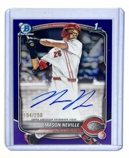 2025 Bowman Draft Mason Neville Purple Refractor Auto /250 1st Bowman Reds