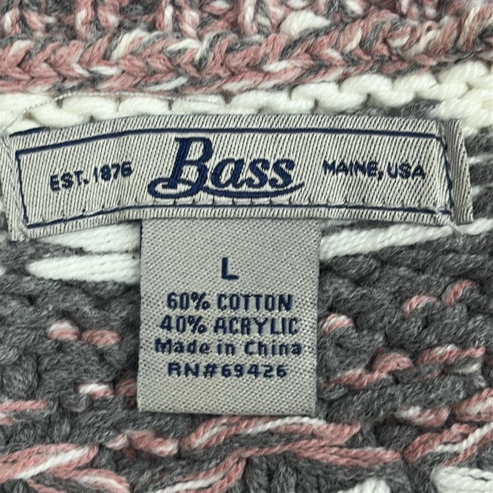 Suéter tejido Bass Fair Isle manga larga para mujer talla grande rosa gris Foto 3 de 4