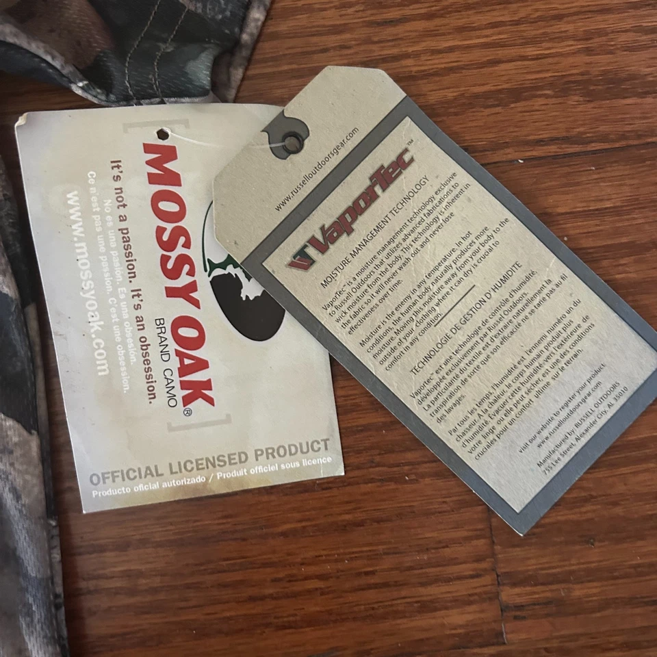 NWT Russell Outdoors Mossy Oak Camo Vaportec SS Tee Mock Neck Size Medium NEW - Image 4 of 4