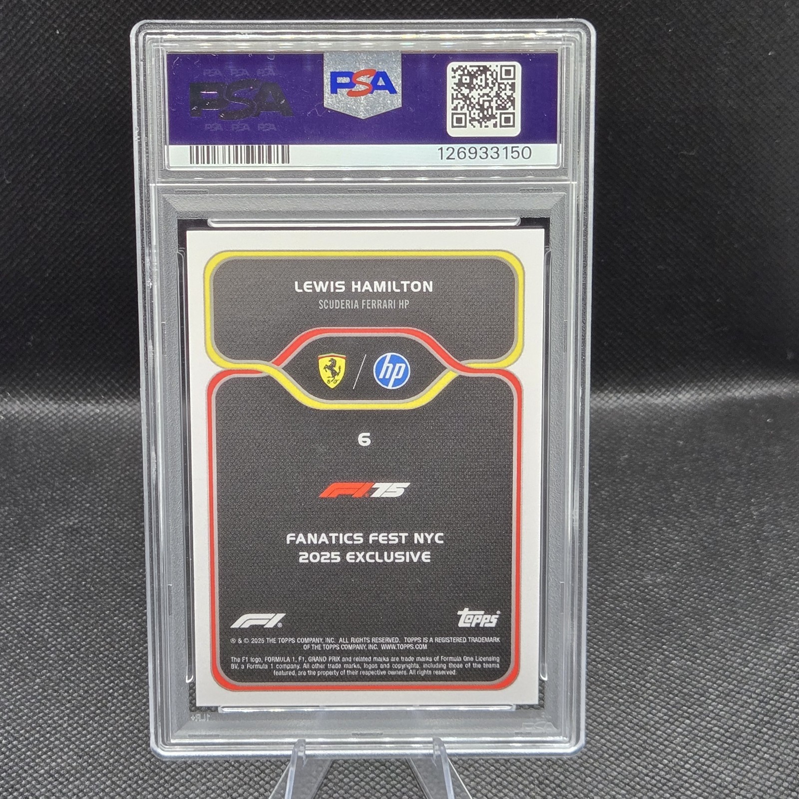 2025 Topps Fanatics Fest F1 Nyc Lewis Hamilton Gold /50 Psa 9 view 3