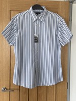 Thomas Nash Debenhams short sleeve Shirt Size XL - BNWT  Blue Striped Soft touch