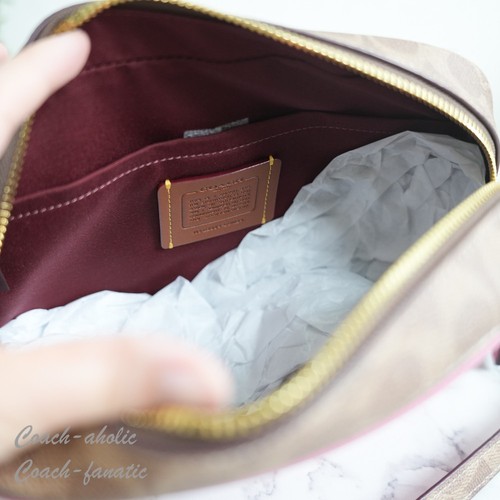 Neu mit Etikett Coach CBM24 Jamie Kameratasche aus charakteristischem Canvas pink/hellbraun - Bild 10 von 10