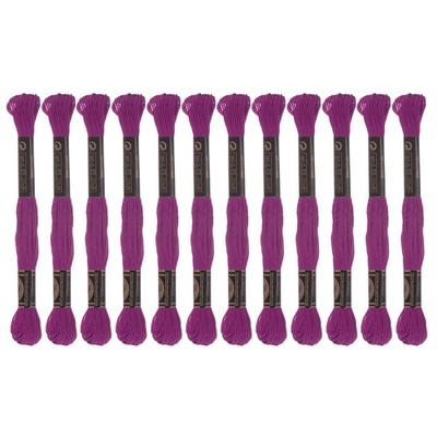12 Skeins Embroidery Floss 8m Egyptian Cotton Cross Stitch Thread, Berry Red