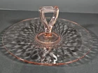 Pink Depression Glass 11.5 in Round Sandwich/cookie/Tea Time Snack Centre Handle