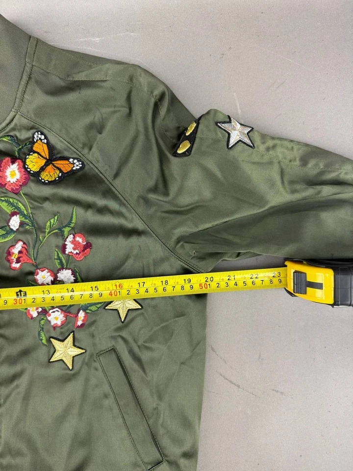 Chaqueta Bomber Express x Karlie Kloss Mujer Verde Floral Bordada Talla S Foto 4 de 4