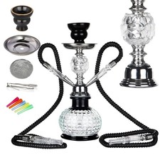 REAMIC 12" Handmade Glass Vase Water Shisha Modern Pumpkin Hookah Set 2 Hose
