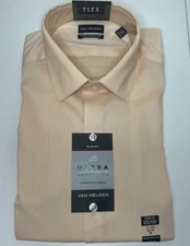 Van Heusen, Men’s Size 15-15.5, 34-35 Slim Fit, Wrinkle Free Shirt, Melon