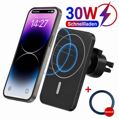 Handyhalterung Auto MagSafe Ladegerät für iPhone Samsung & Kabel & Magnet, 30W ! - Bild 1 von 4