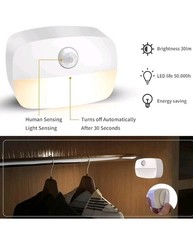 LED Motion Sensor Night Light, [2 Pack] Stick-On Night Light by Battery Powered