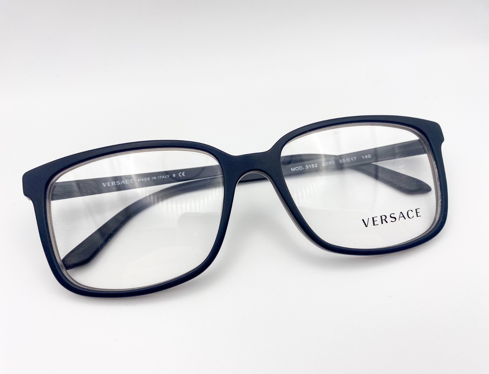 Versace Y2K Black Rectangular Eyeglasses Frames -… - image 2