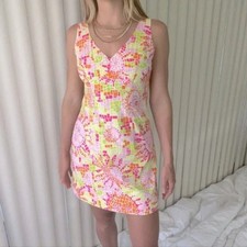 Lilly Pulitzer White Label Anna Shift Dress in Pink Sands Sun Salute Size 10