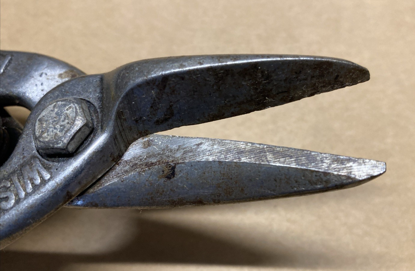 Vintage WISS M3 Sheet Metal Tin Snips, Yellow Handle, 10" Sheers, STRAIGHT CUT