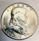1951-S Franklin Half Dollar 90% Silver BU Uncirculated
