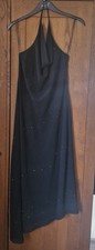 NEXT Black Diamanté Studs Halterneck Floaty Evening Party Cocktail Dress Size 16