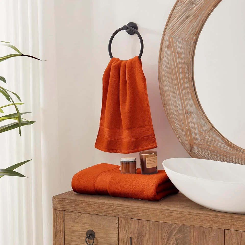 Burnt 橙色浴巾套装浴室土耳其棉厚柔软吸水剂... — 第 2/4 张图片