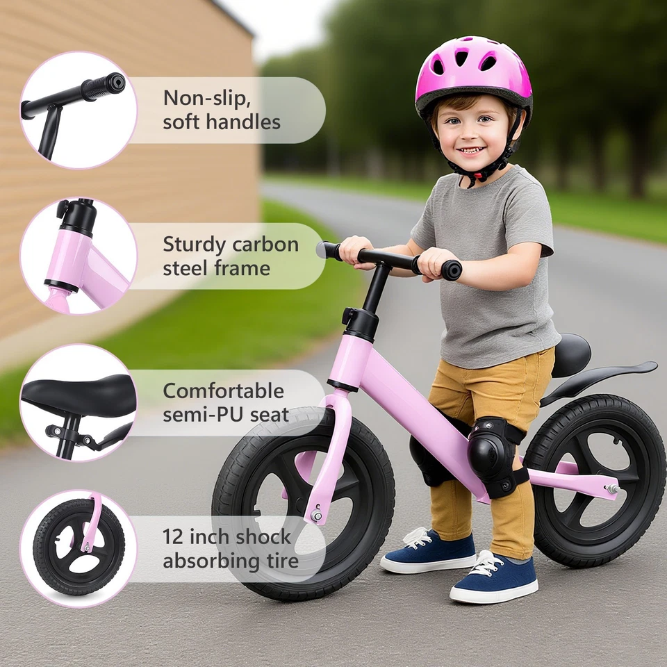 Laufrad Kinder Fahrrad bis 30kg 12 Zoll EVA Schaumräder Kohlenstoff Stahl ab 2-5 - Bild 3 von 4