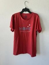 Life Is Good Women's Large Red Short Sleeve Crusher Tee Home Graphic Print