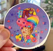 Vintage 80s Sticker: Large Lisa Frank Ice Cream Bear Sticker, Trimmed READ