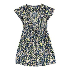 Goodthreads Women’s M Floral Chiffon Shift Dress Navy/Yellow Polyester B1204