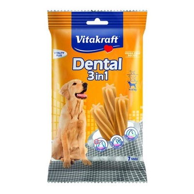 Vitakraft Dental 3in1 - Zahnpflege-Snack für Hunde ab 10 kg - 12x 7 Sticks 