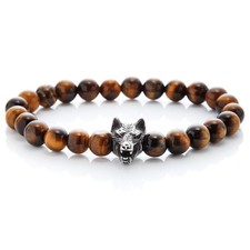 Edelstein Armband "Wolf" Onyx Tigerauge Howlith Jaspis Perlenarmband 8mm Herren