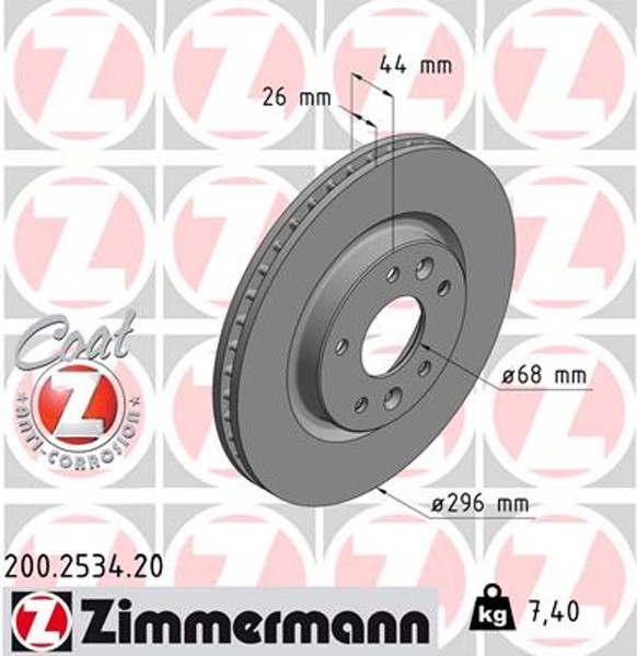 2X Bremsscheibe Coat Z Zimmermann 200.2534.20 FüR J11 Kadjar Trail Qashqai 2 Tce-image