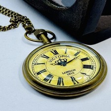 Antique Vintage Maritime Victoria London 1875 Brass Pocket Watch Handmade 5.08