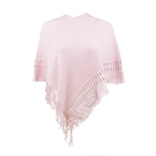 The Skyline Collection Girl's Knitted Poncho in Pink, Large (8-10)