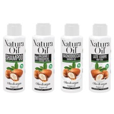 NaturaOil Travel Kit Shampoo+Balsamo Maschera+Bagnodoccia+Latte Corpo Argan
