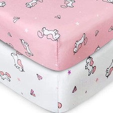 Baby Crib Fitted Sheets for Standard Crib Toddler Mattress 2 Pack 52''x28'' Girl