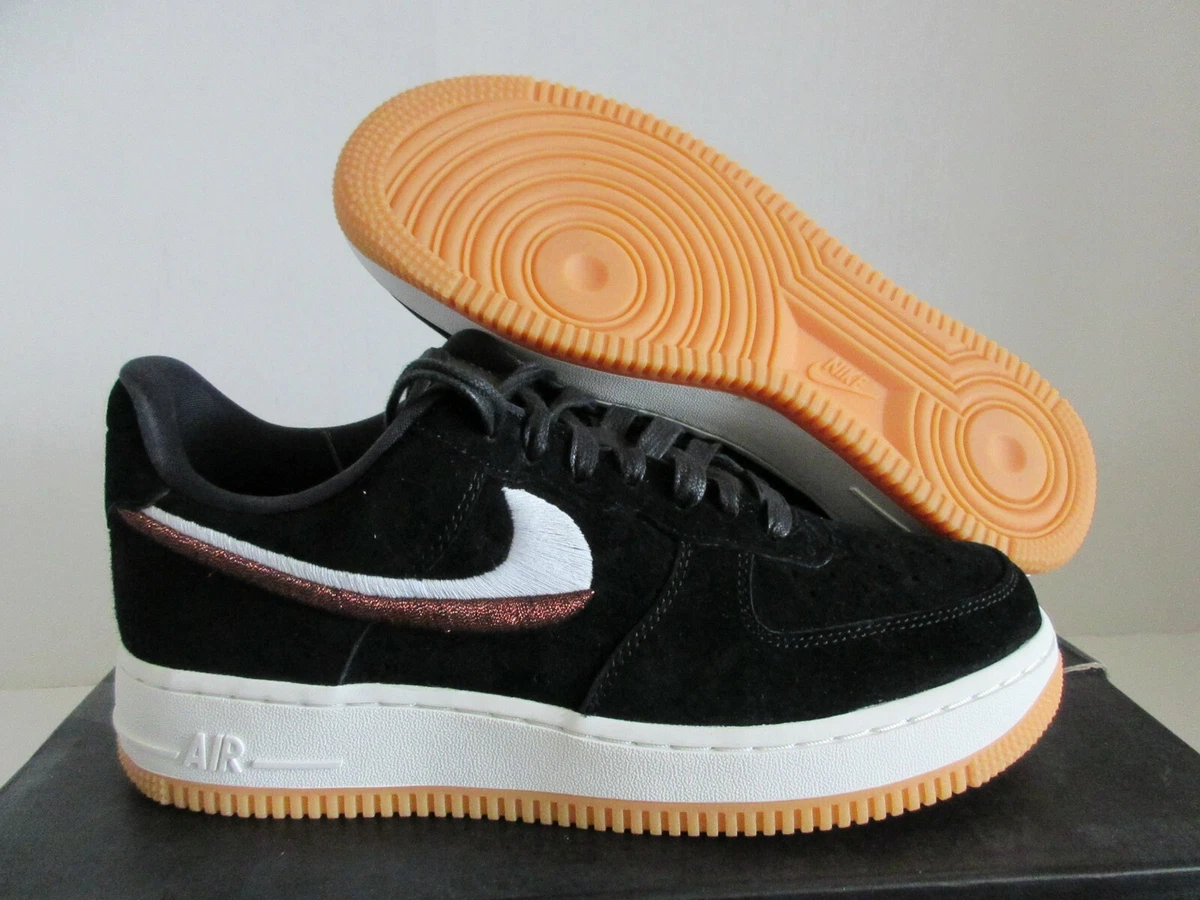 WMNS NIKE AIR FORCE 1 07 LX BLACK-BLACK-GUM YELLOW SZ 12 [898889