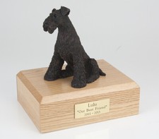 Bronze Airedale Terrier Pet Funeral Cremation Urn Avail 3 Diff Colors  4 Sizes