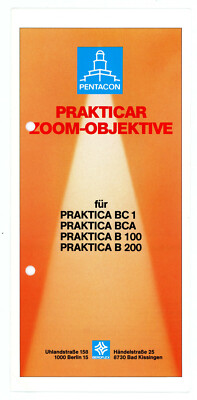 PENTACON Prospekt PRAKTICAR ZOOM - OBJEKTIVE f. Praktica BC1 BCA B100 B200 (Y848