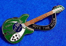 LAS VEGAS HOTEL STAFF VOTE the ROCK GREEN RICKENBACKER GUITAR Hard Rock Cafe PIN