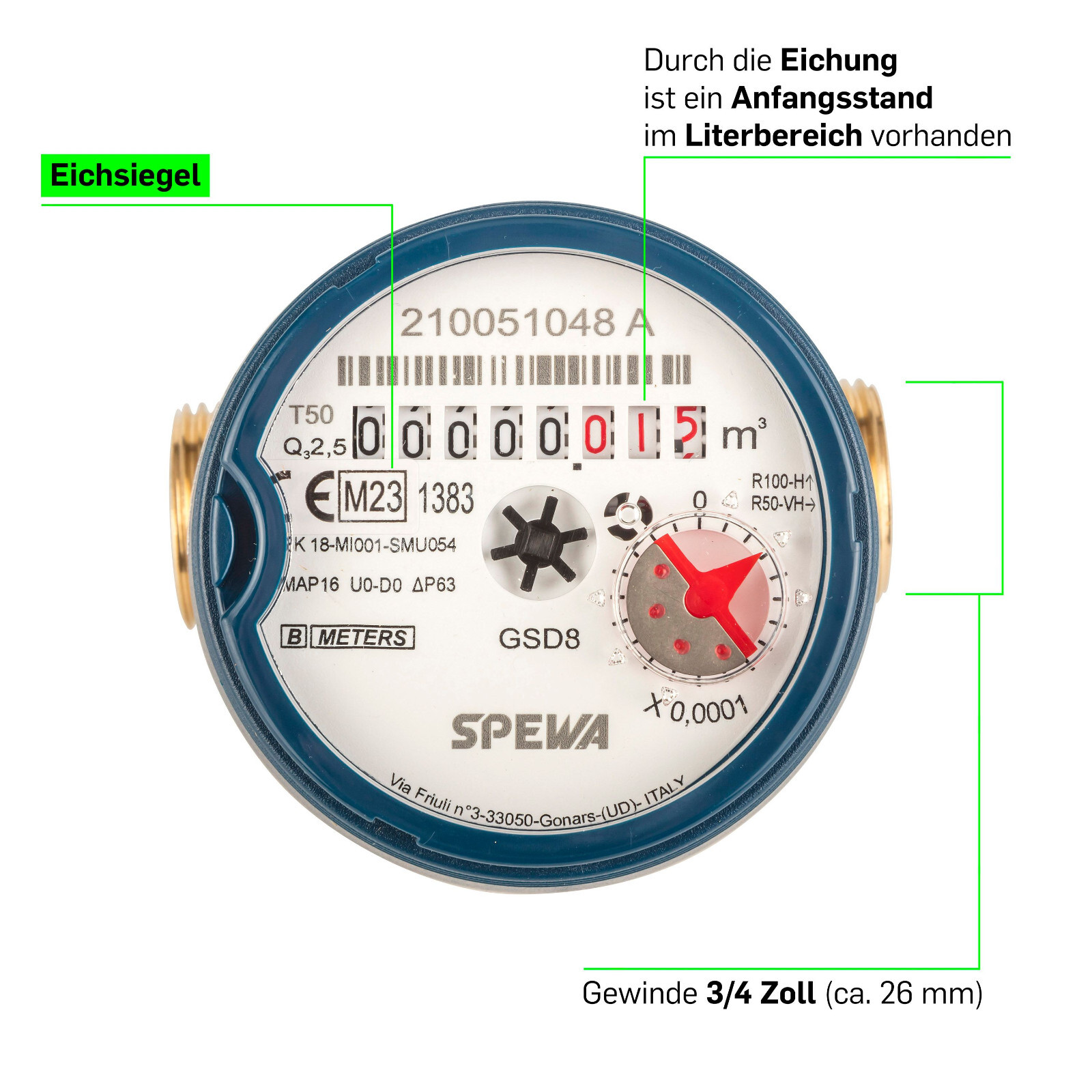 SPEWA QN 1.5 Kaltwasserzähler - 3/4 Zoll (100248) online kaufen | eBay
