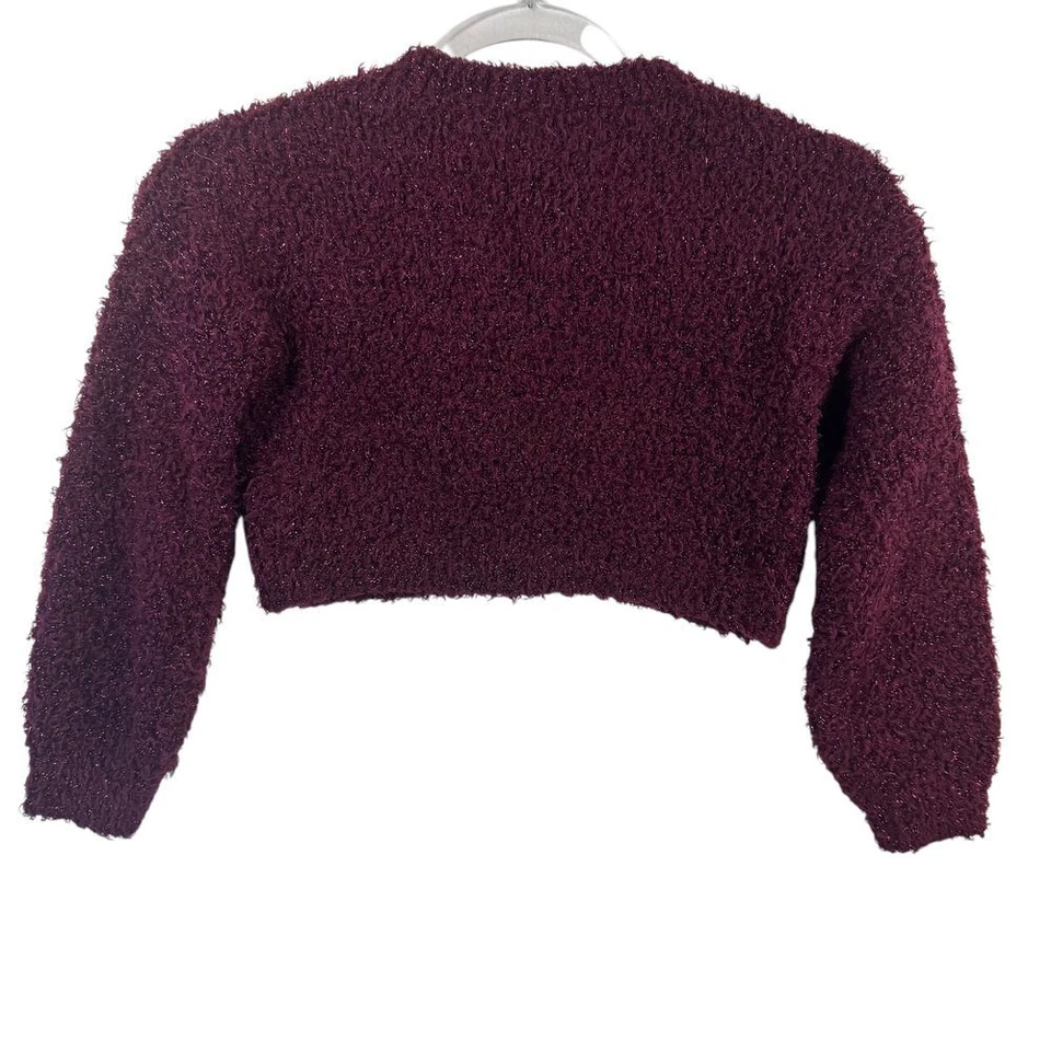 Cárdigan recortado borgoña borgoña sin clase suéter botones brillantes S (6/6X) Foto 2 de 4