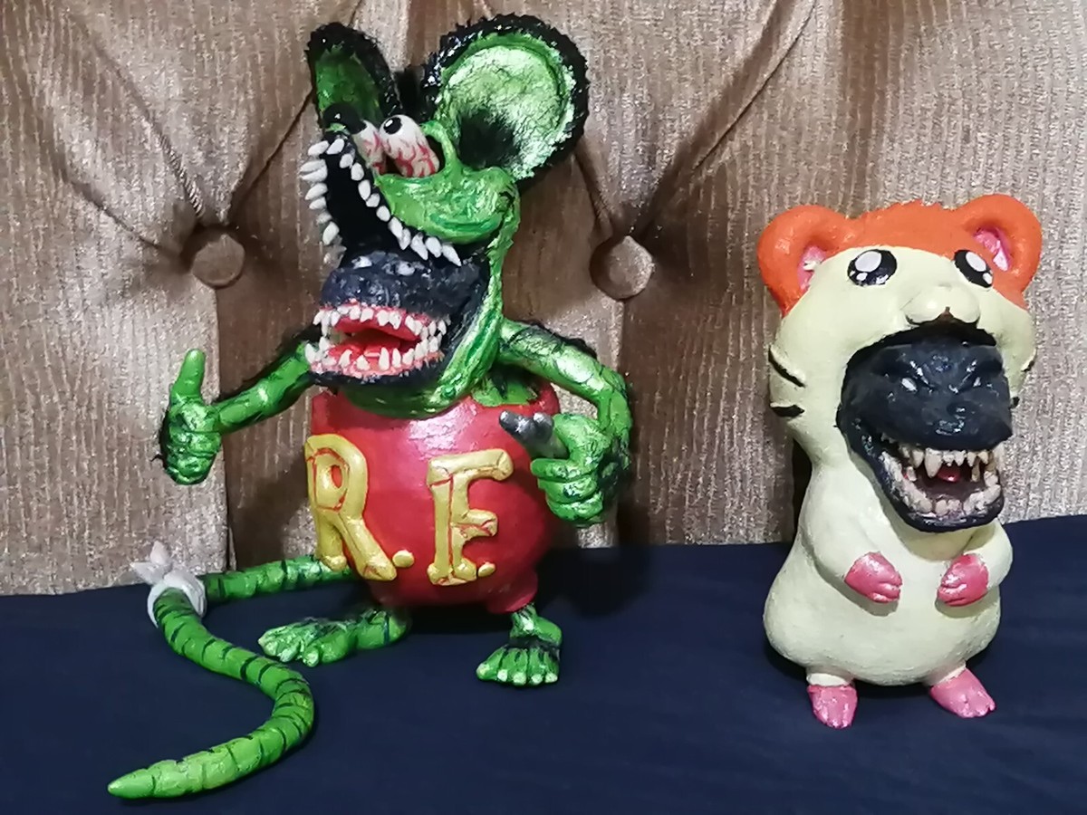 Custom RAT FINK /HAMTARO X GODZILLA figures, pick one