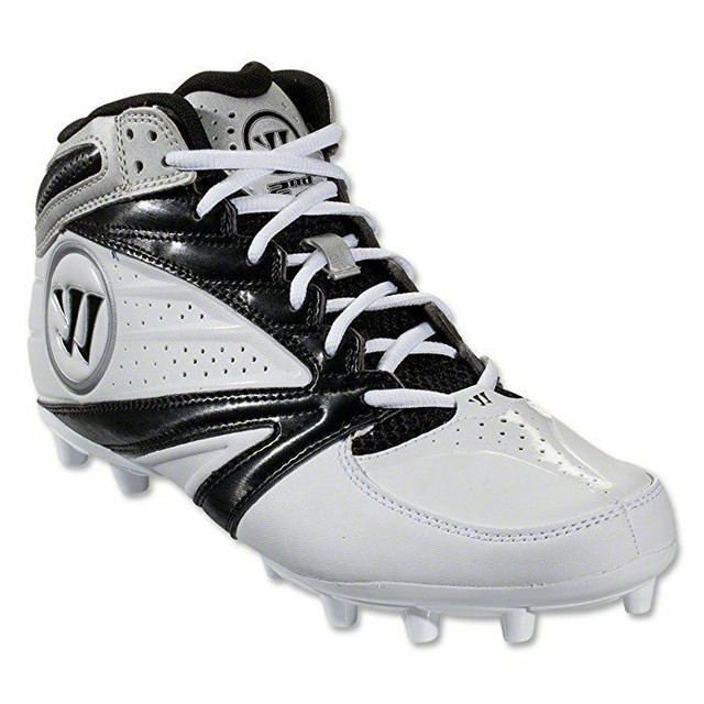 Mens Warrior 2nd Degree 3.0 Lacrosse Mid Cleats White / Black Sz 12 M