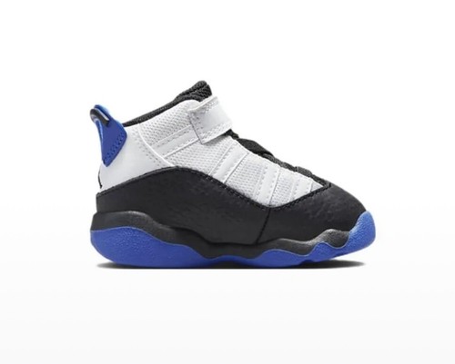Scarpe sneakers bambino Nike Jordan bambino 6 anelli bianco/nero/blu 323420-142 - Foto 2 di 6
