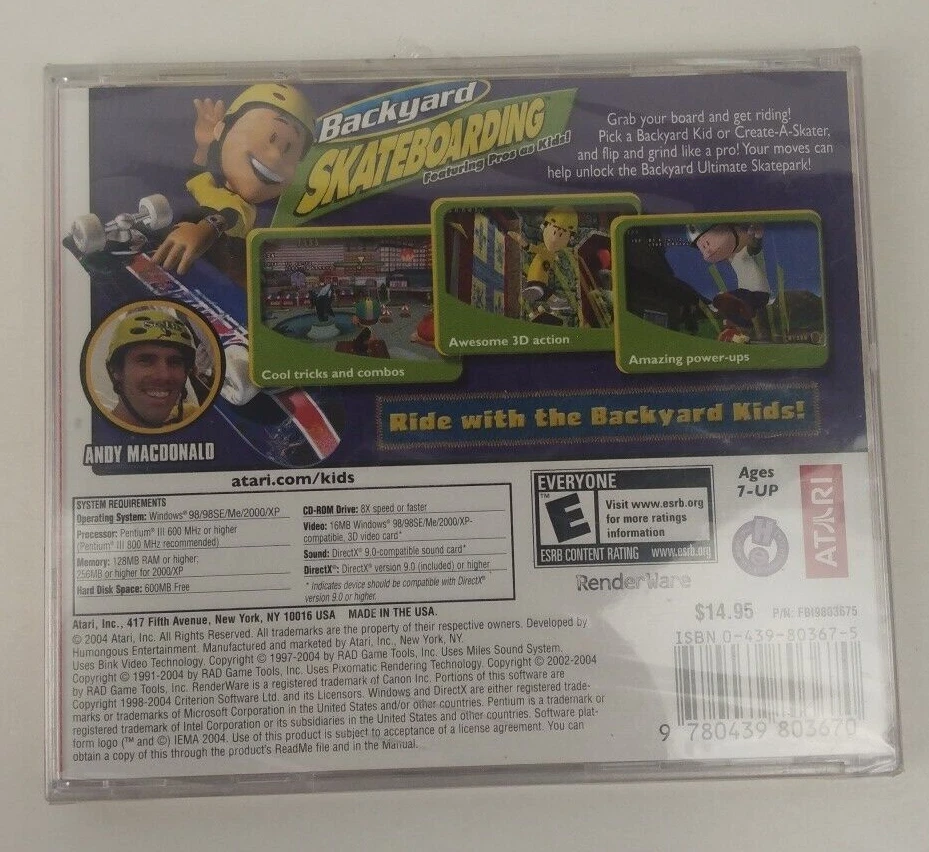 BACKYARD SKATEBOARDING featuring Pros as Kids Atari, Scholastic (Windows, 2004) - Image 2 of 2