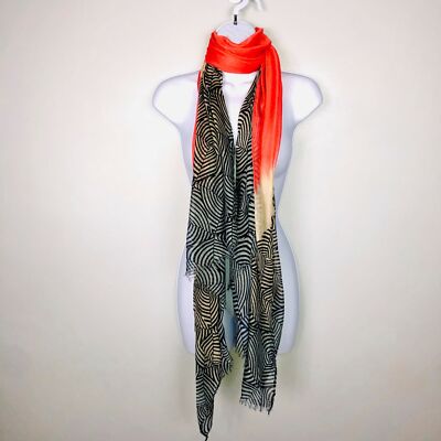 2 Chic Over Sized Scarf Orange Gray Spring Summer Chic Resort Vacation NEW