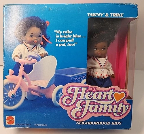 Vintage 80s Mattel The Heart Family Tawny AA Girl Doll & Trike NRFB Sealed Box