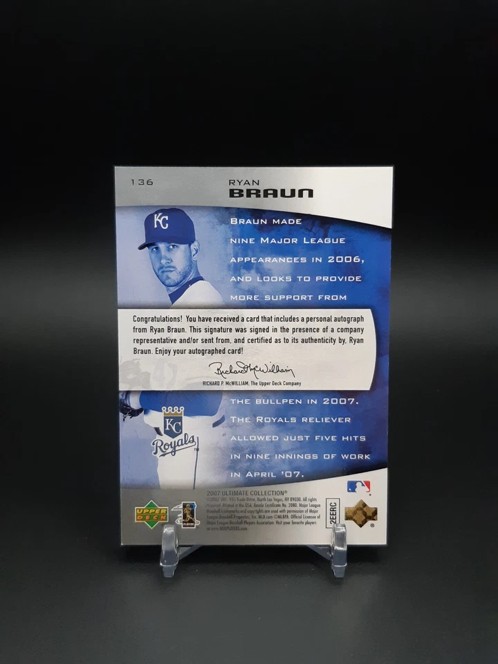 2007 Ultimate Collection Rookie Signatures /299 Ryan Braun #136 Rookie Auto RC - Image 2 of 2