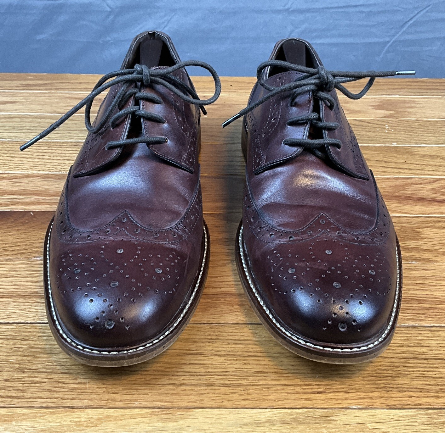 SAOLA Scarpe Oxford eleganti da uomo in pelle marrone con lacci Joseph Abboud taglia 10 EXC