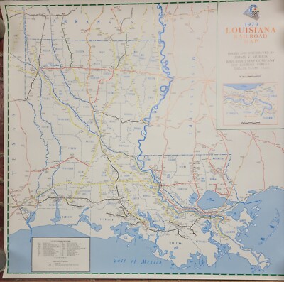 Vintage Louisiana Railroad Map 1979 Jimmy Morris Trains 32¾''h X 33½''w