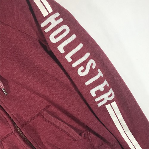 Hollister Women's Small Maroon Full Zip Sweatshirt Long Sleeve Hoodie Thumb Loop - Picture 6 of 12