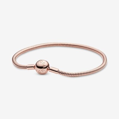 Pandora Moments Rose Gold Snake Chain Bracelet - 580728-17cm - 6 1/4 in ...