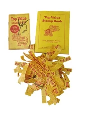 Lot of 2 Vintage TOP VALUE Stamp Books Plus Extra Loose Stamps